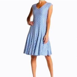 JUST…TAYLOR Blue & White Fit Flare Dress Size 14